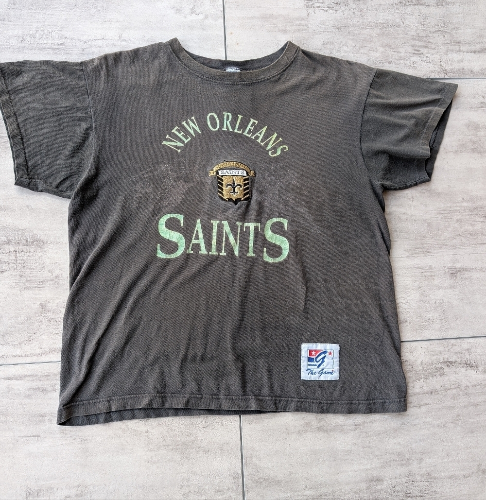 Vintage The Game New Orleans Saints Black Embroidered NFL Single Stitch Shirt Me